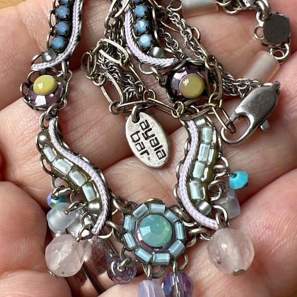 AYALA BAR ADJUSTABLE NECKLACE W/LONG EXTENDER BLUE LILAC PURPLE GREEN RHINESTONE - Picture 11 of 16